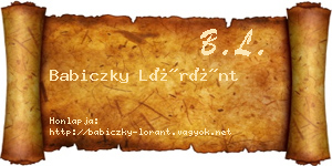 Babiczky Lóránt névjegykártya