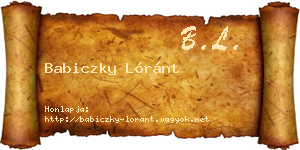 Babiczky Lóránt névjegykártya